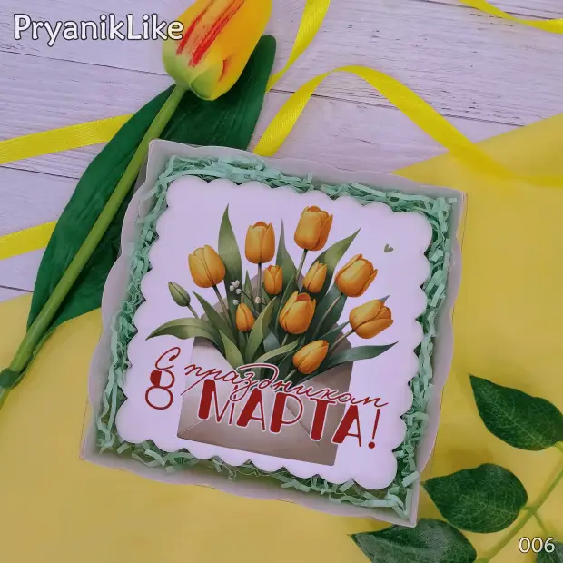 Пряник квадратный (цветы) (10-10 см.)